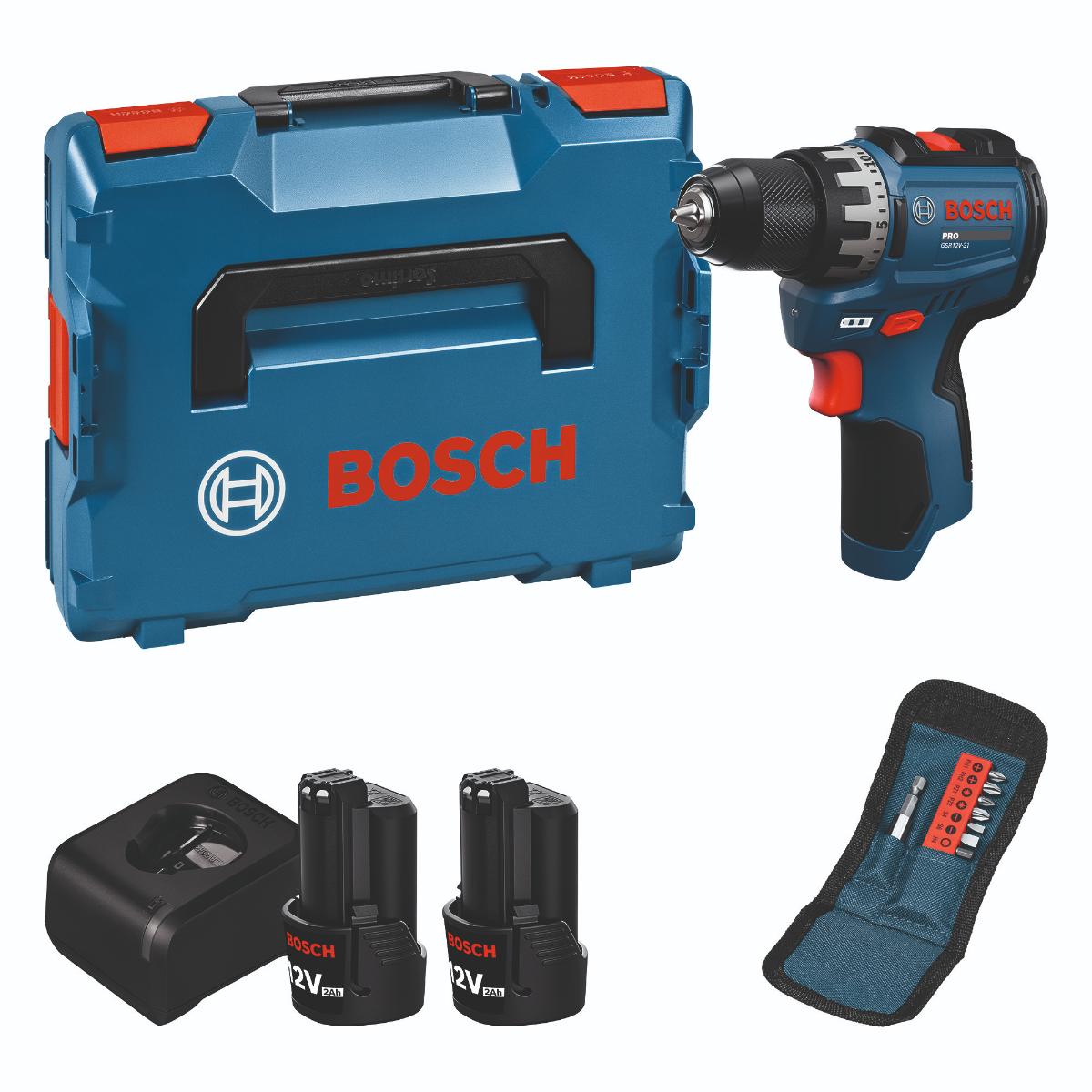 Bosch Akku-Bohrschrauber GSR12V-31, 2x Akku GBA12V-20 in L-BOXX