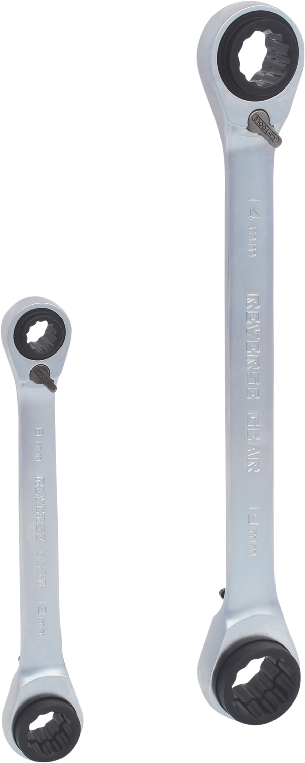 KS Tools 4 in 1 GEARplus umschaltbar Doppel-Ratschenringschlüssel-Satz, 2-tlg 8-19mm