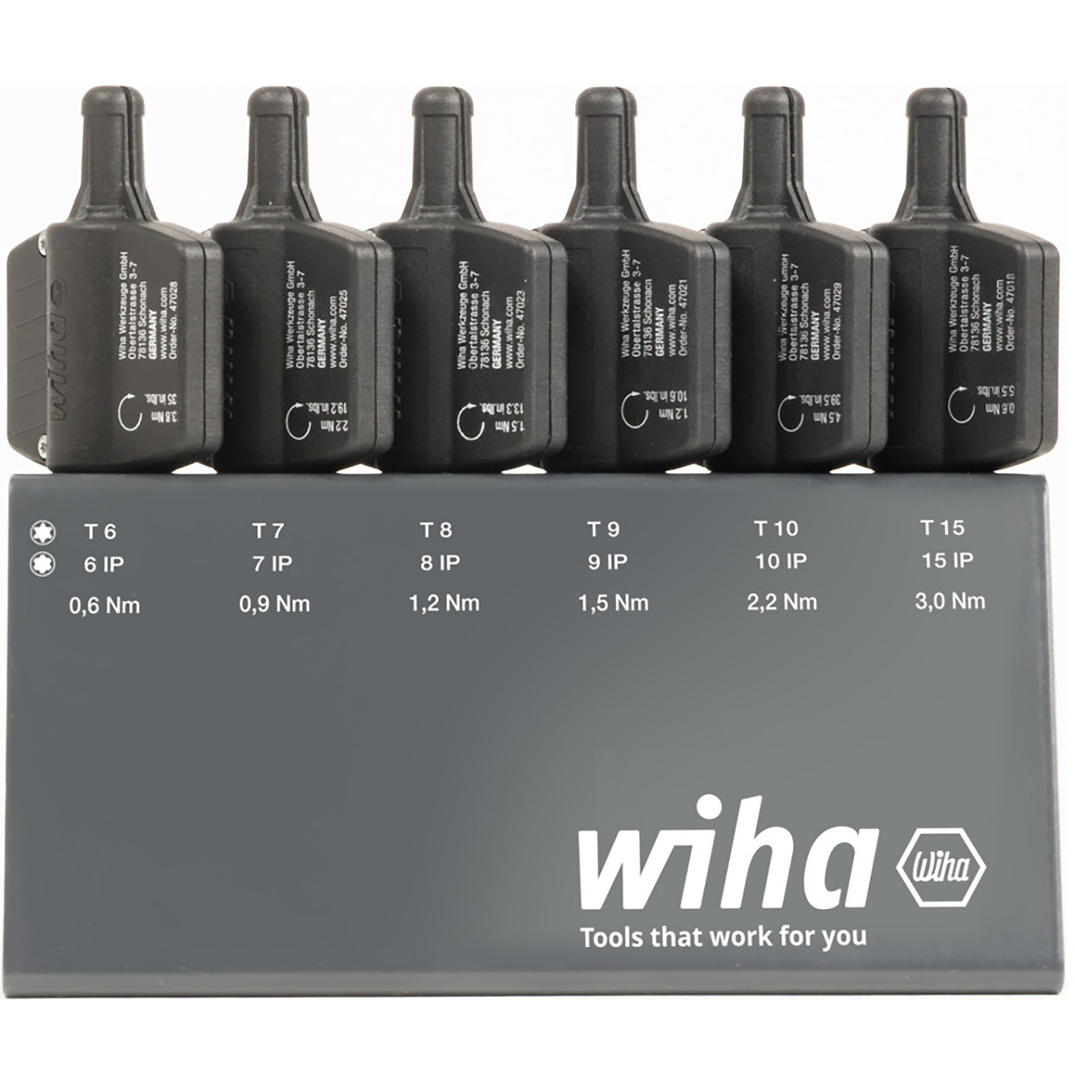 Wiha Drehmoment-Schraubendreher mit Schlüsselgriff Set easyTorque Key Torx , TorxPlus 19-teilges Set fest voreingestellte Drehmomentbegrenzung im Werkbankständer