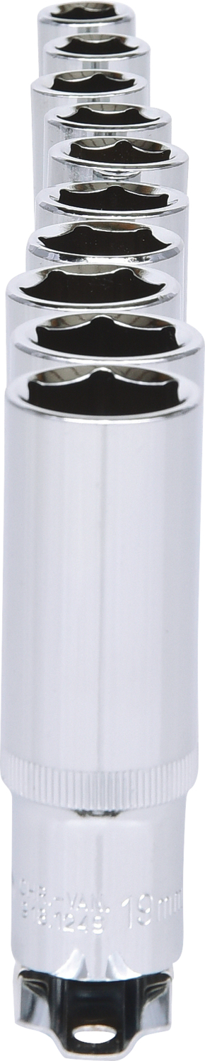 KS Tools 1/2" CHROMEplus Sechskant-Stecknuss-Satz, lang, 10-tlg 10-19mm