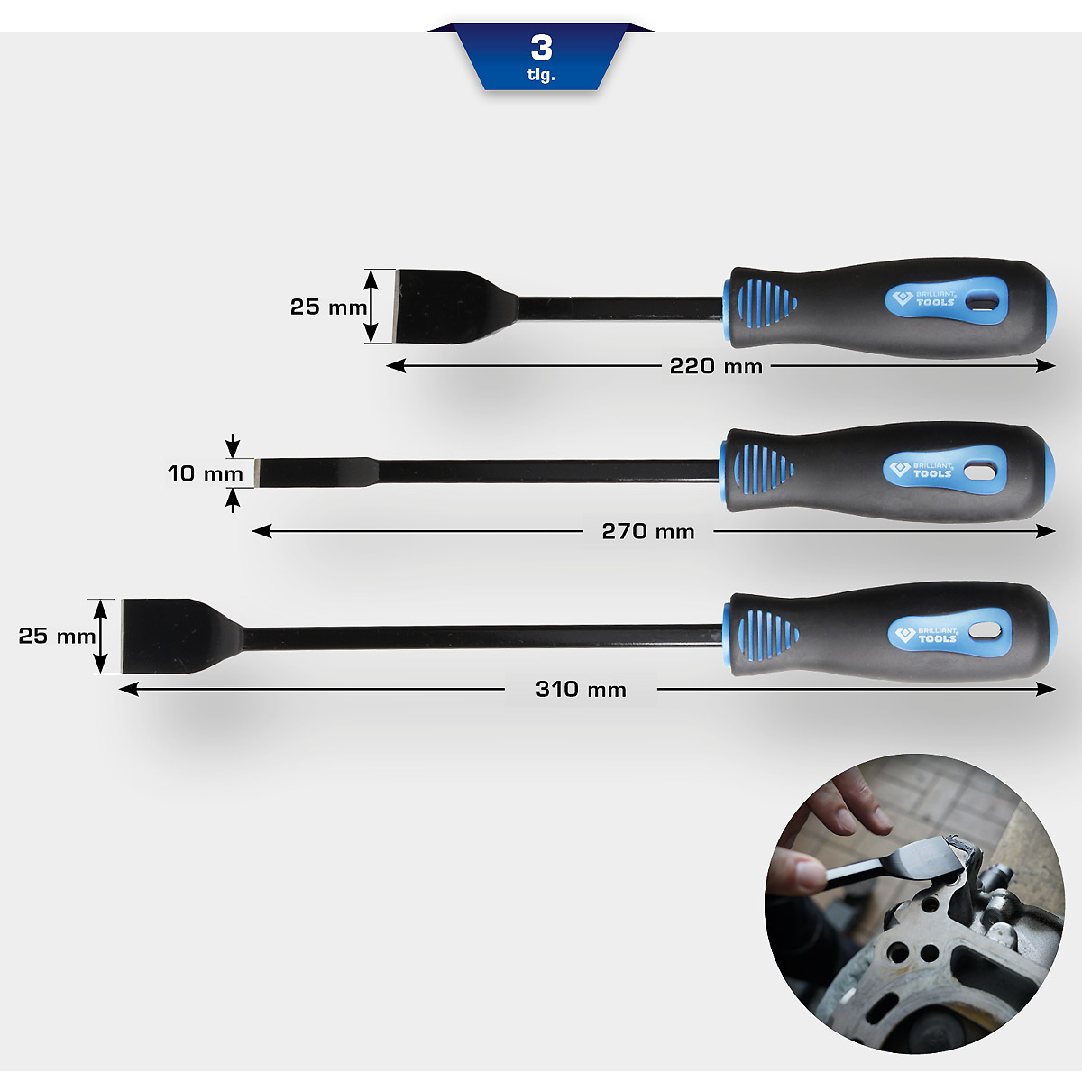 Brilliant Tools Schaber-Satz, 3-tlg