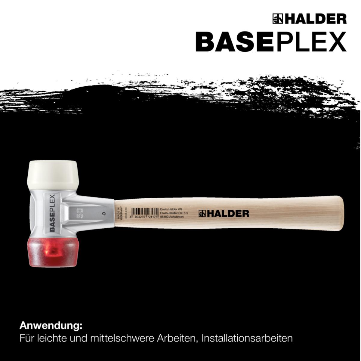 HALDER BASEPLEX - Schonhammer mit Zinkdruckguss - Gehäuse und Holzstiel, Nylon / Cellulosacetat