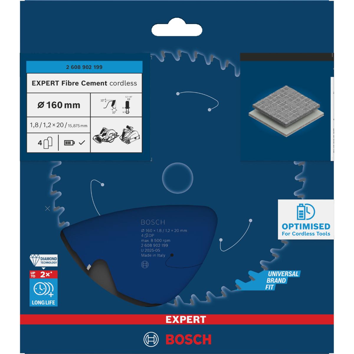 Bosch EXPERT Fiber Cement Kreissägeblatt, 160x1,8x20 mm, Z4
