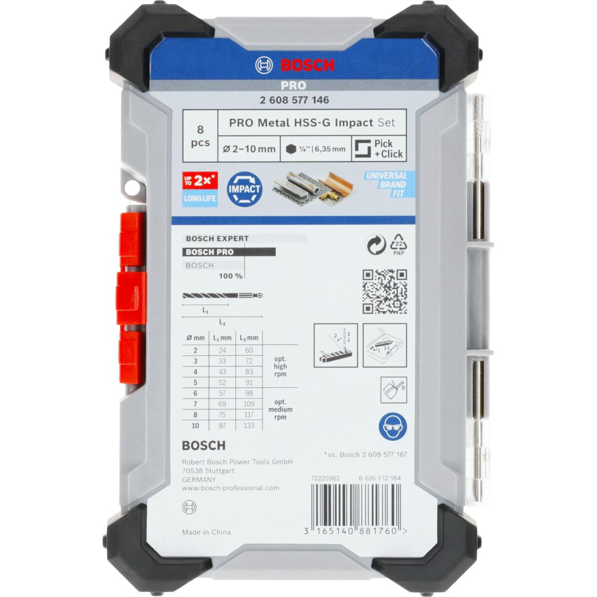 Bosch PRO Impact Control HSS-Spiralbohrer-Set, 8-teilig