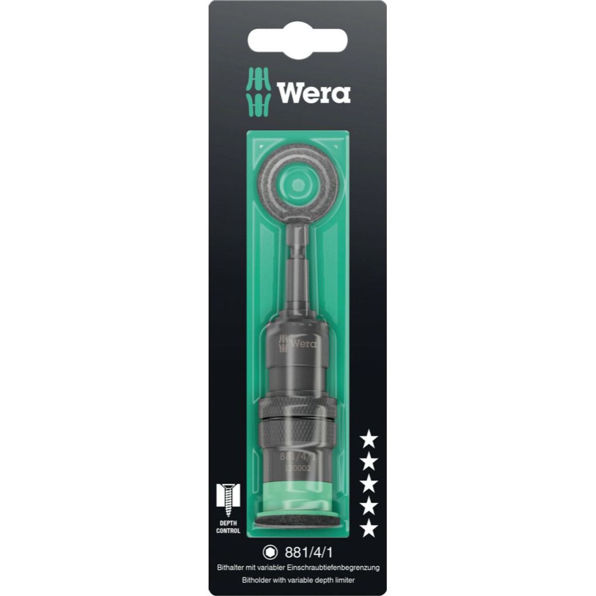 Wera 881/4/1 SB Bithalter mit variabler Einschraubtiefenbegrenzung, 3-teilig