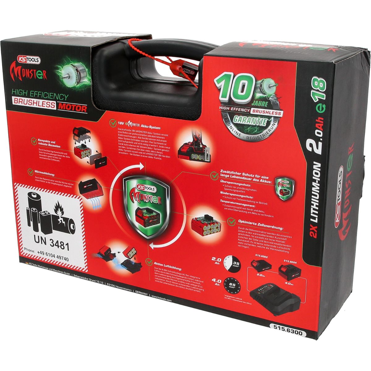 KS Tools eMONSTER Brushless-Akku-Schlag-Bohr-Schrauber-Satz, 4-tlg