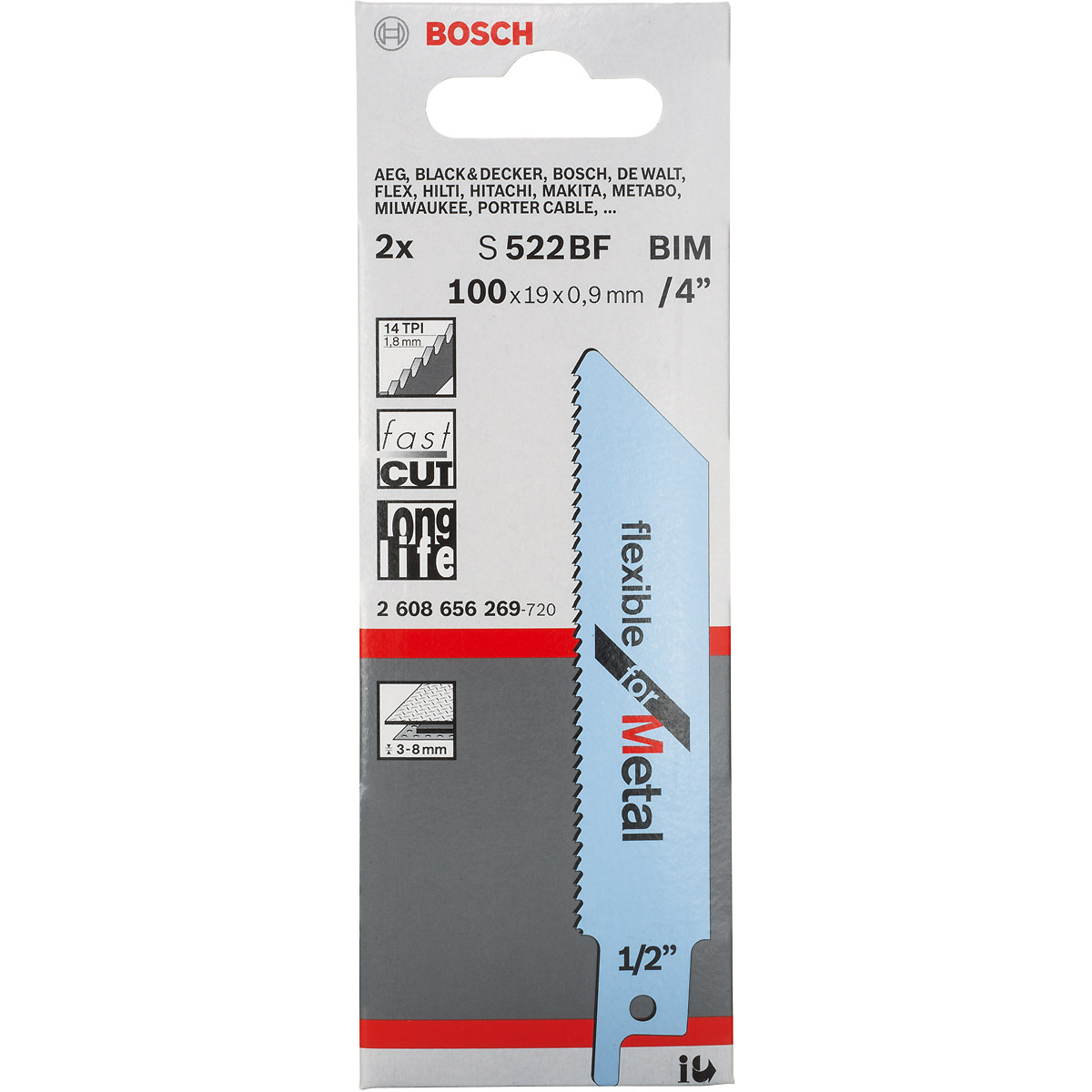 Bosch Säbelsägeblatt S 522 BF, Flexible for Metal