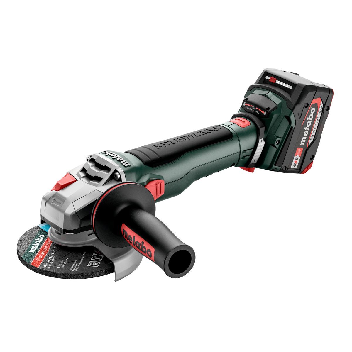 Metabo Akku-Winkelschleifer WB 18 LT BL 11-125 Quick mit Bremse, Schnellspannmutter - metaBOX 165 L 
