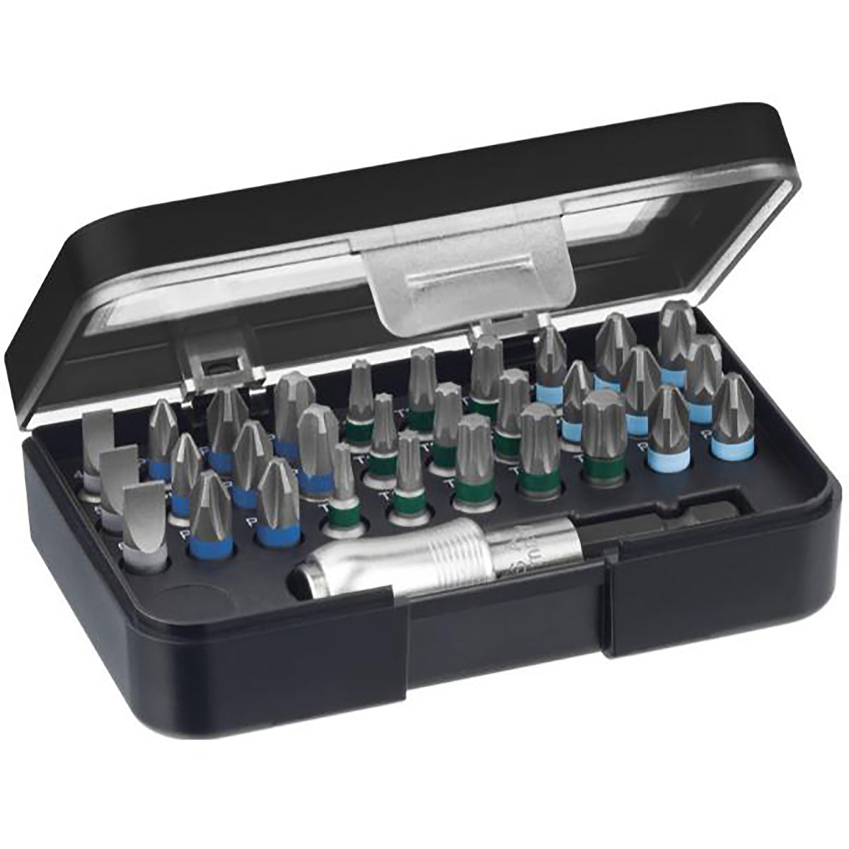Wiha Bit Set Standard 25 mm gemischt 31-teilges Set 1/4 zoll C6,3 in Box mit Gürtelclip