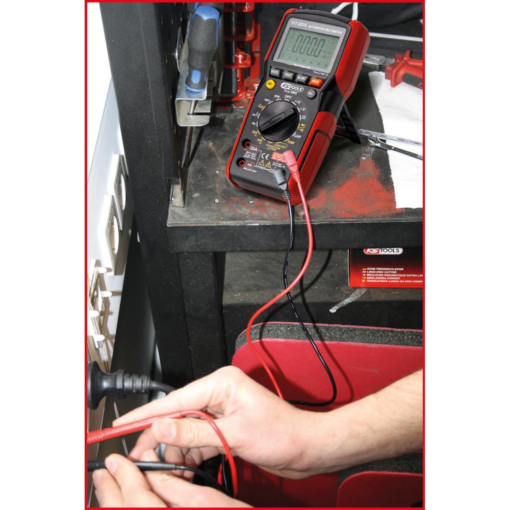 KS Tools Digital Multimeter inkl. Prüfspitzen mit integriertem Schlagschutz