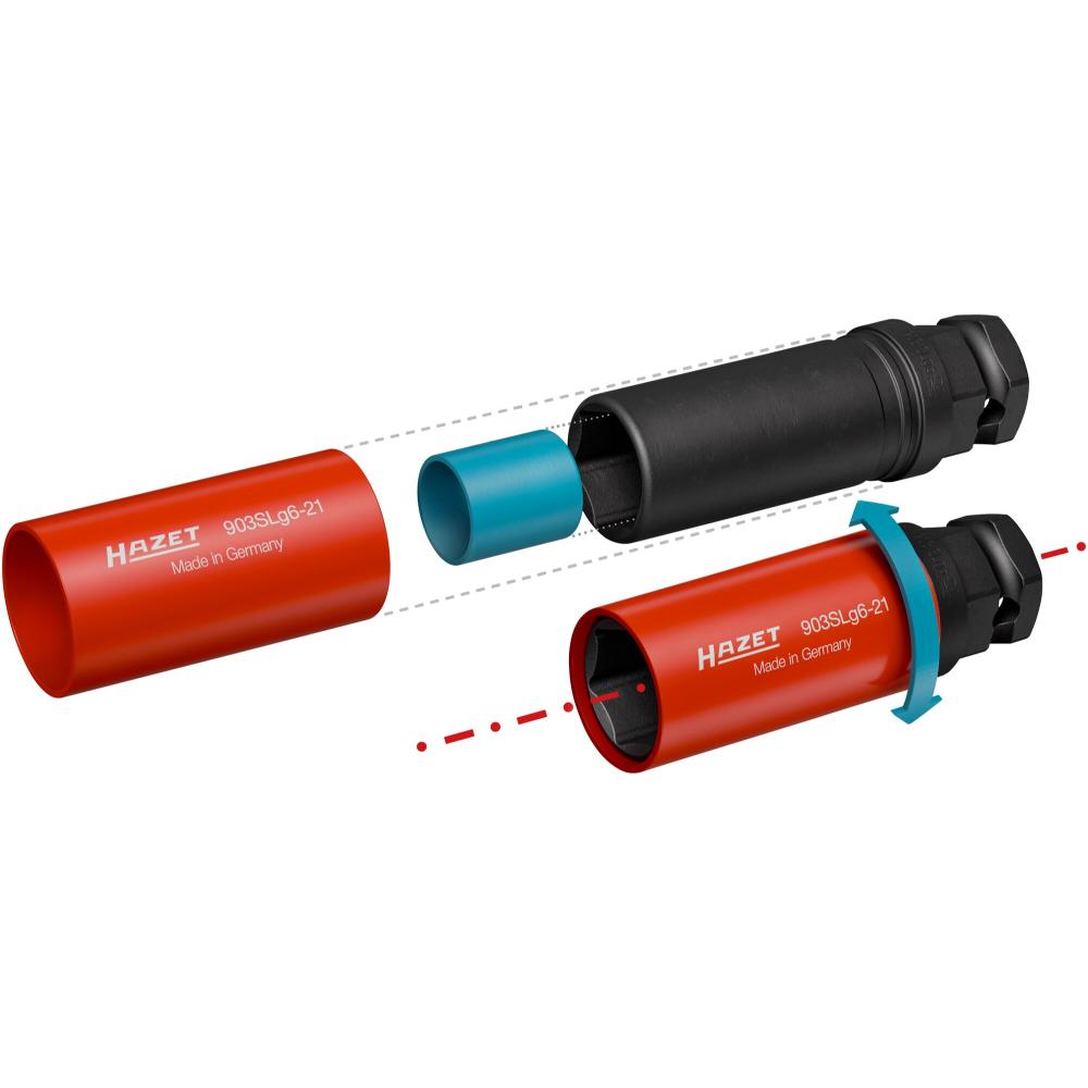 HAZET Schlag-, Maschinenschrauber Steckschlüsseleinsatz 903SLG6-21 - 1/2 Zoll (12,5 mm) Vierkant, SW