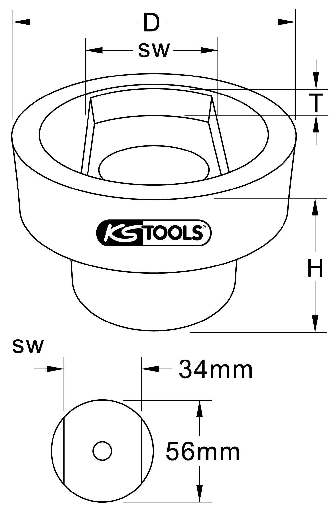 KS Tools Blattfederbolzen-Stecknuss für Scania, 34x56mm