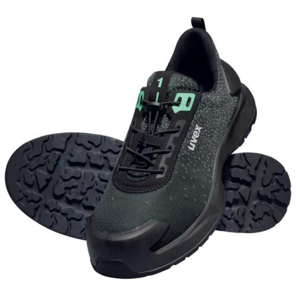 uvex 1 x-craft Sicherheitsschuh Halbschuhe S1 PL, schwarz/grün