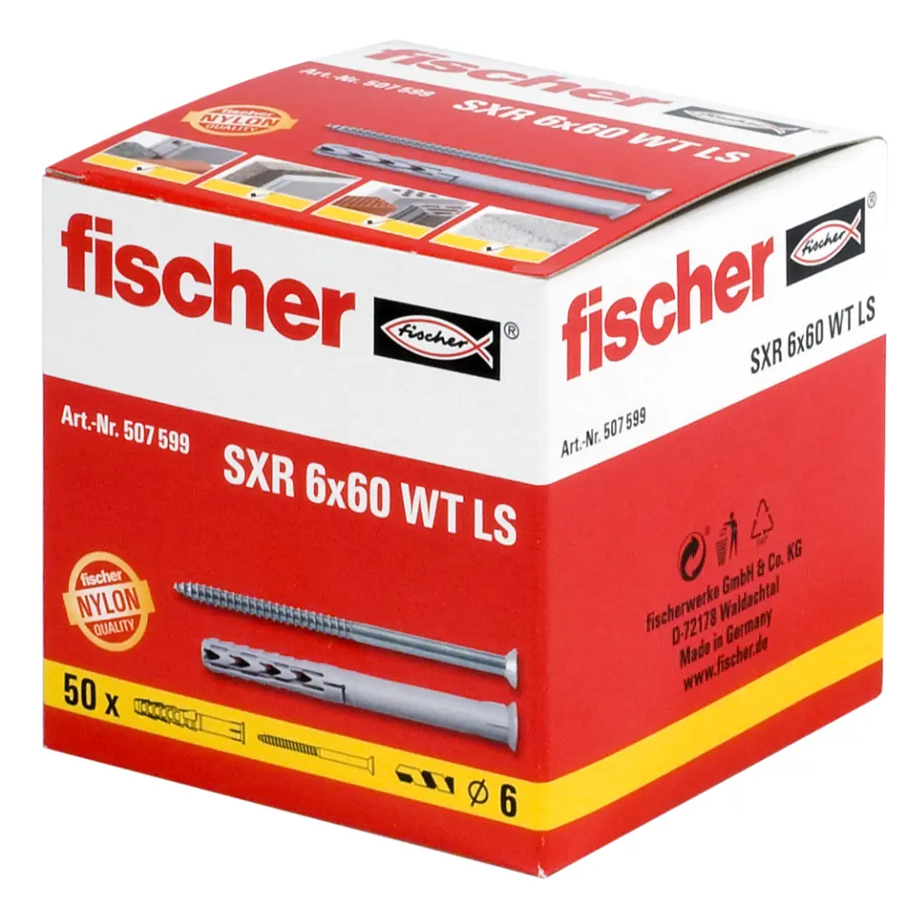 Fischer Langschaftdübel SXR 6x60 WT LS mit Senkkopfschraube