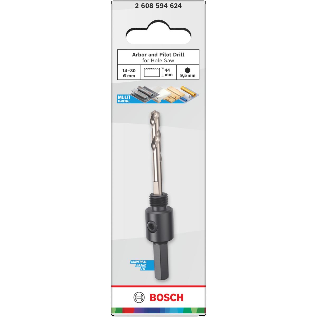 Bosch Aufsteckhalter und Zentrierbohrer für Lochsäge, 14-30 x 44 mm für LS 14-30,HEX