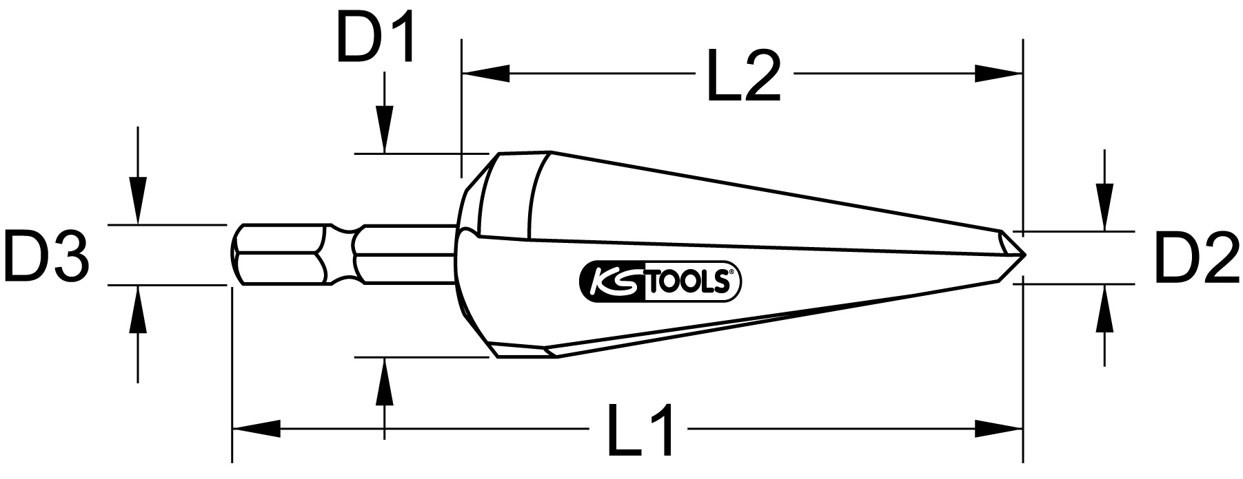 KS Tools HSS-TiN Blechschälbohrer-Bit, Ø 5-20mm