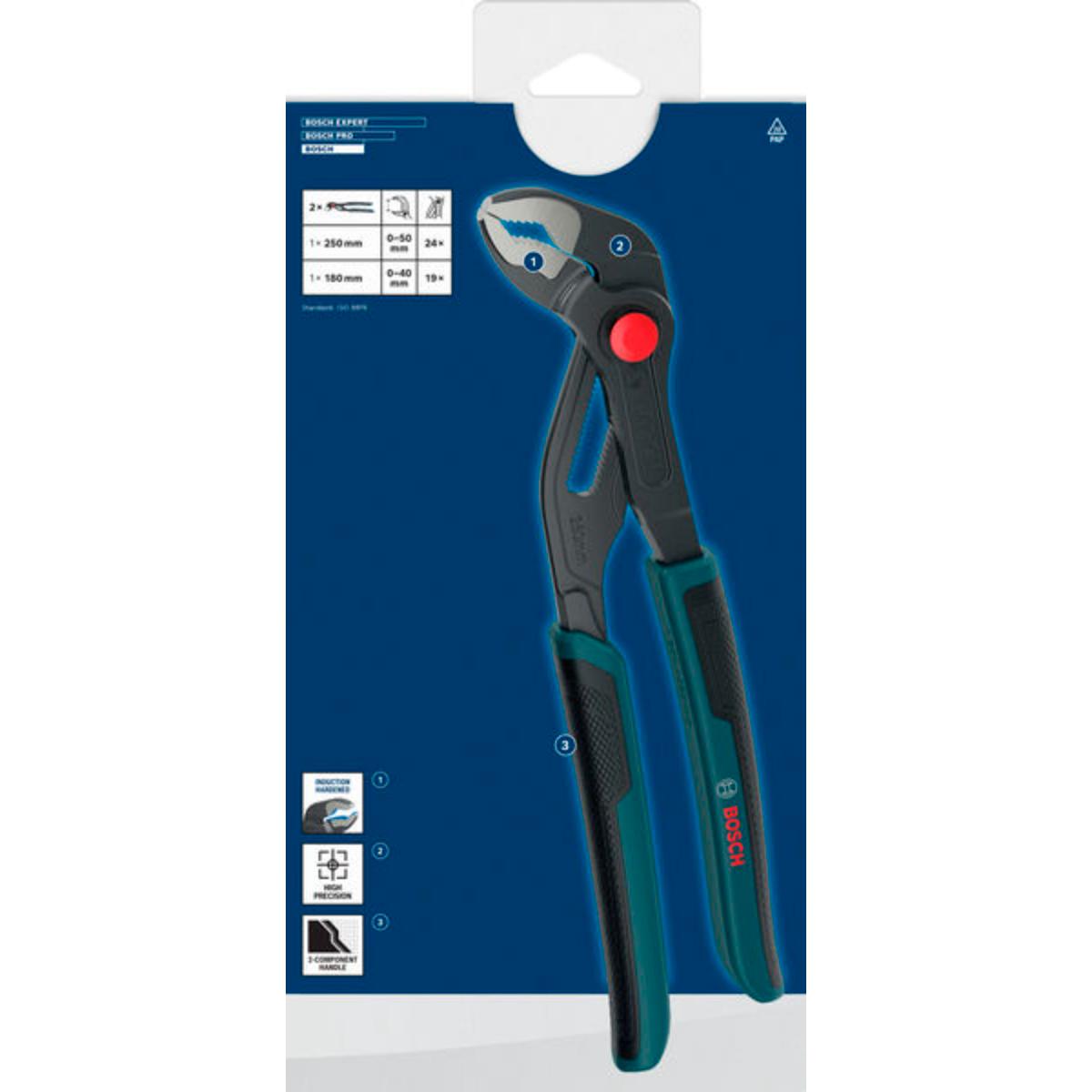 Bosch Wasserpumpenzange, Mehrkomponentengriffe, 2-teilges Set