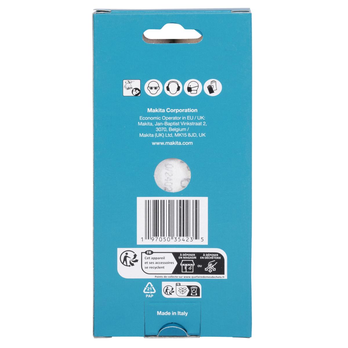 Makita Schleifpapier 80x130mm, Körnung A60,Klett, 8 Loch, 10 Stück
