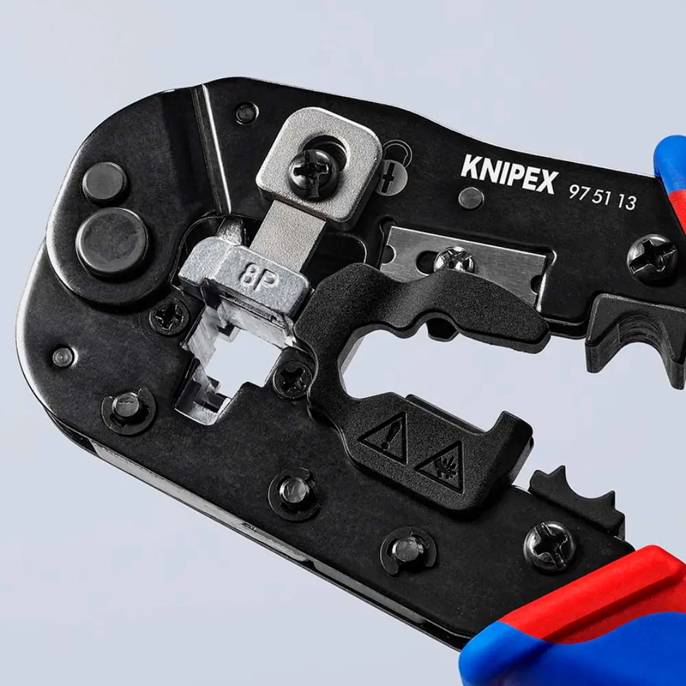 KNIPEX Crimpzange für RJ45-Westernstecker mit Mehrkomponenten-Hüllen brüniert 190 mm