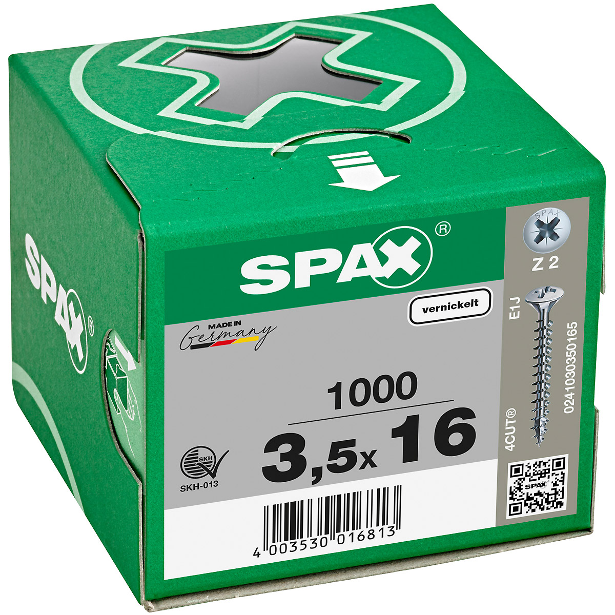 SPAX Linsenmultikopf Bremsrippen Kreuzschlitz Z2 Vollgewinde vernickelt, 1000 Stück