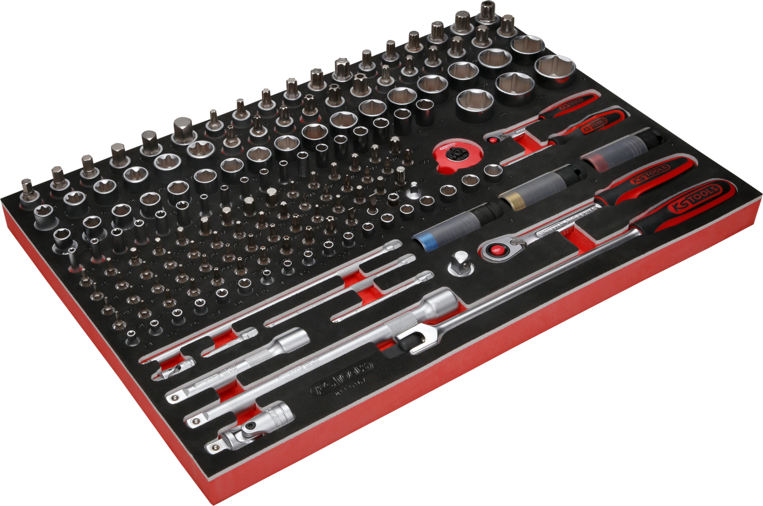 KS Tools 1-4'' + 1-2'' Steckschlüssel-Satz in Schaumstoffeinlage, 167-tlg