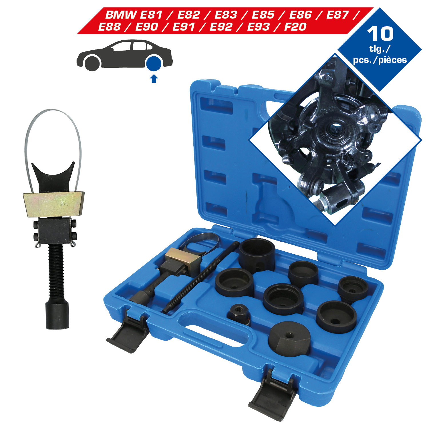 Brilliant Tools Längslenkerbuchsen-Werkzeug-Satz, für Hinterachse BMW, 10-tlg - BT672200