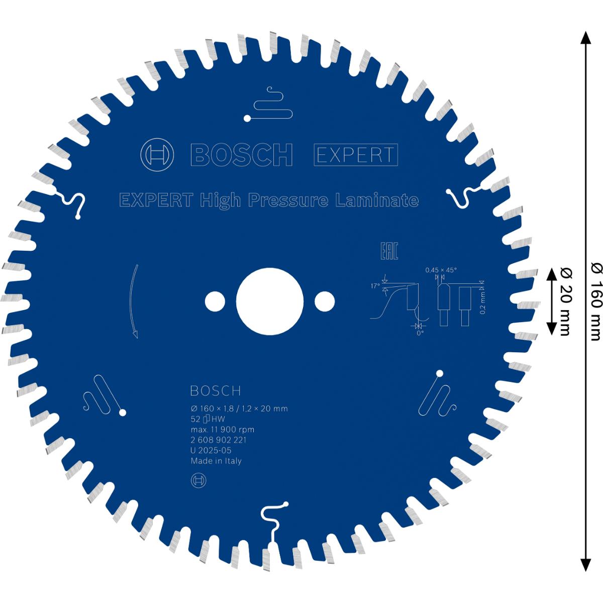 Bosch EXPERT High Pressure Laminate Kreissägeblatt, 160x20 mm, Z52