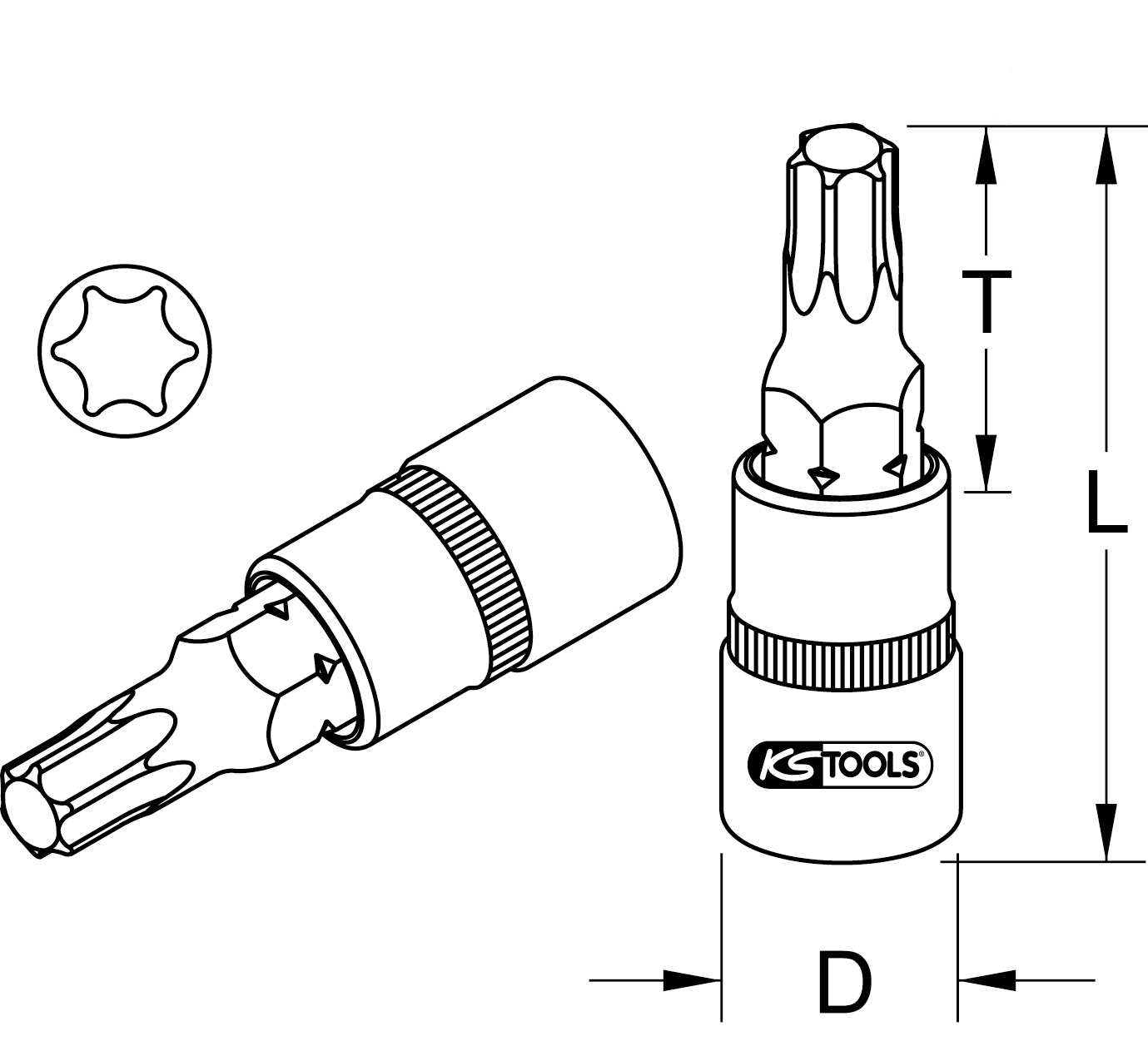 KS Tools 3/8" CHROMEplus Bit-Stecknuss