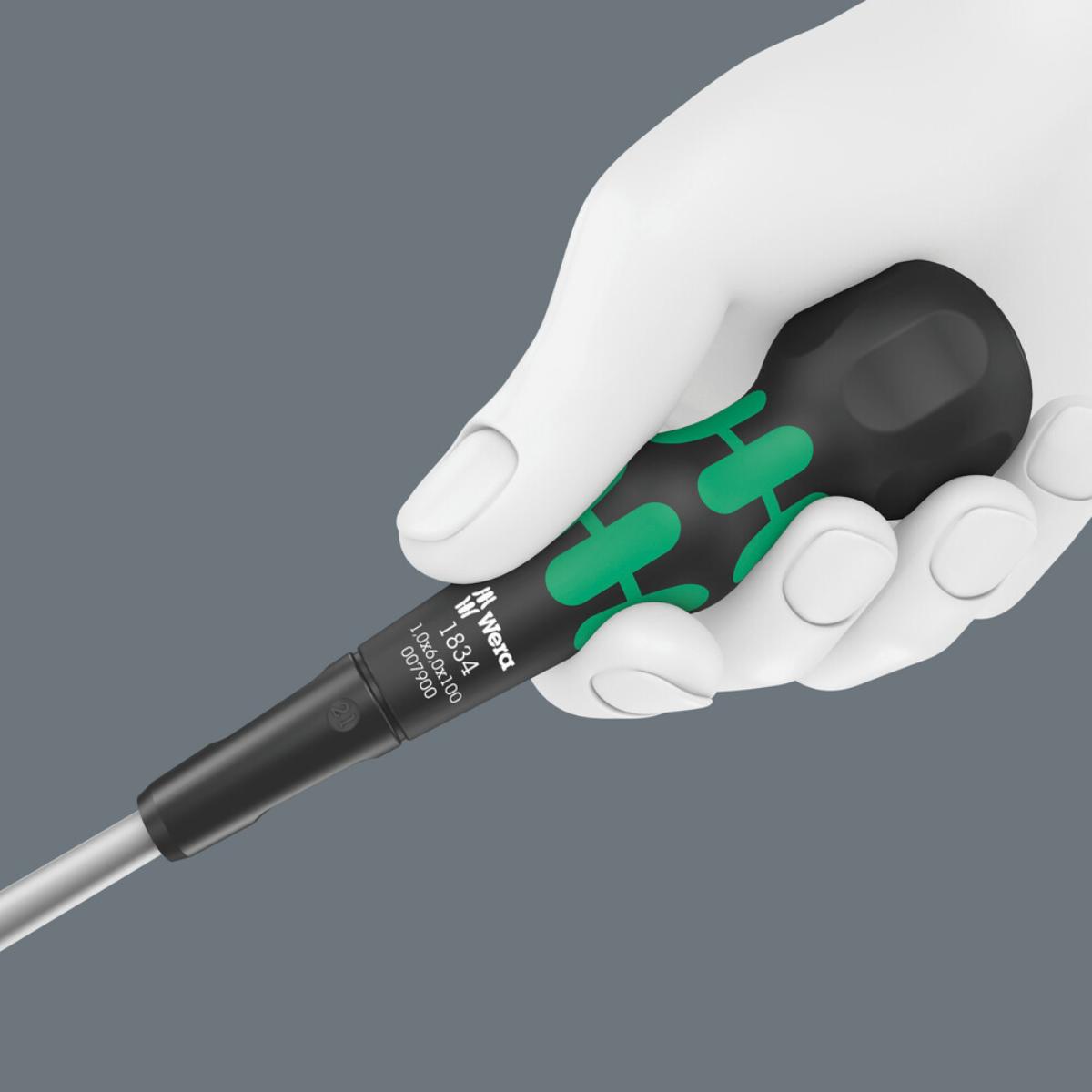 Wera 1834 Kraftform Ball-Grip Schlitz-Schraubendreher - Werkstattklinge, 1 x 6 x 150 mm