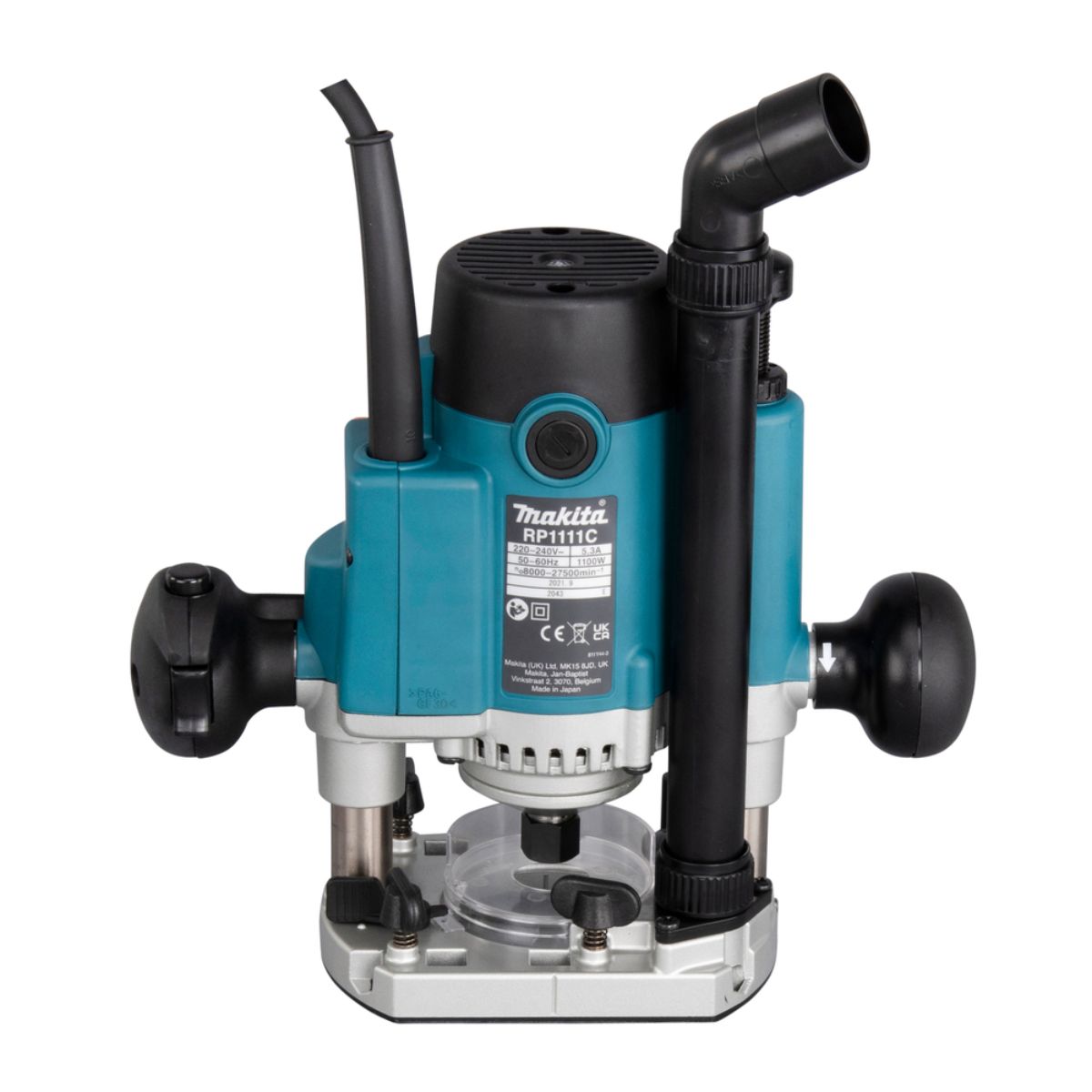 Makita Oberfräse 1.100 W inkl. D-53556 12-teiligem Fräser-Set im MAKPAC RP1111CJFA
