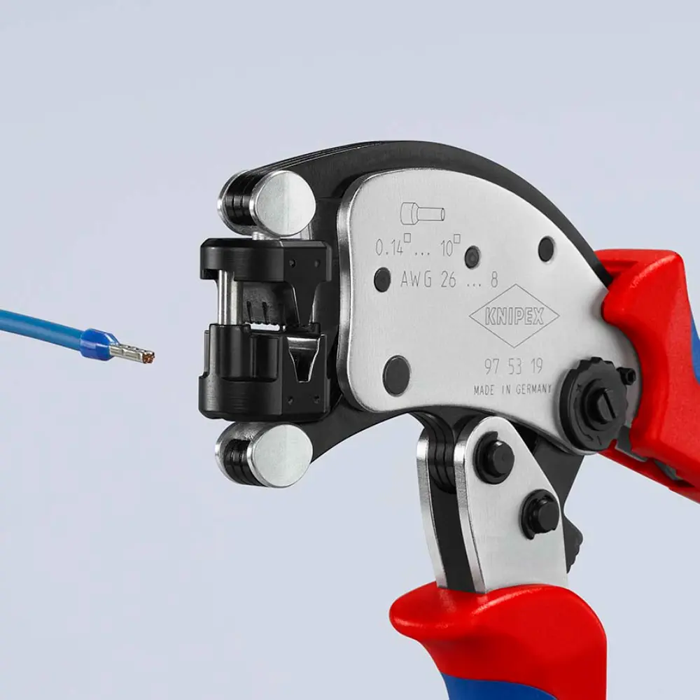 KNIPEX Twistor T Selbsteinstellende Crimpzange für Aderendhülsen verchromt 200 mm