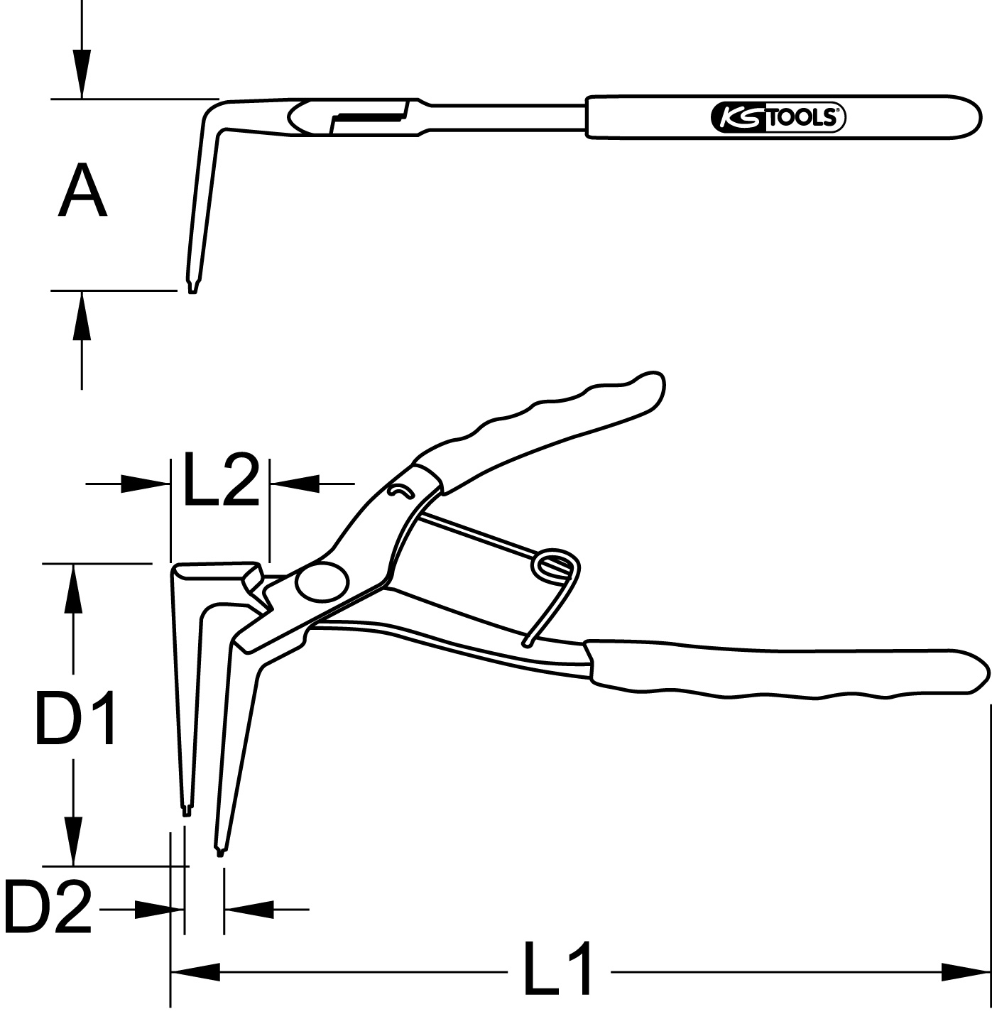 KS Tools Langarm-Sicherungszange für Innensicherungsringe