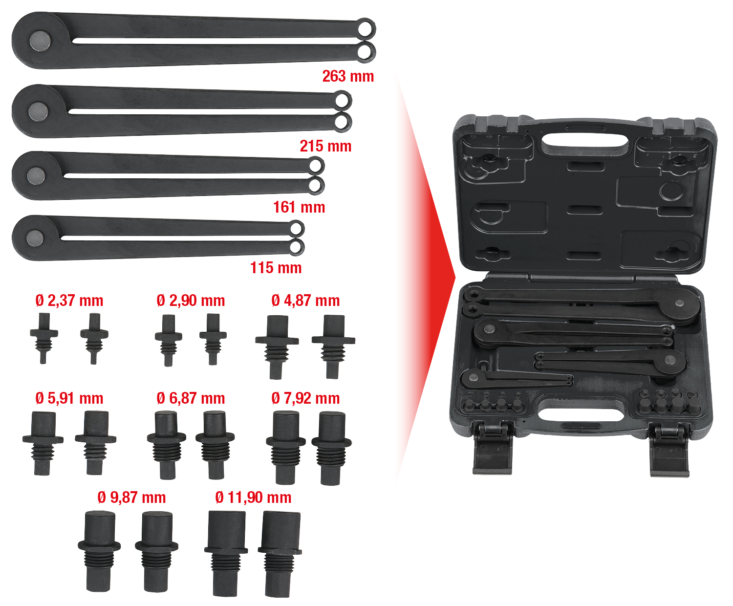 KS Tools Zweilochmutterndreher-Satz, 20-tlg