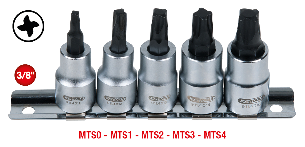 KS Tools 3/8" Bit-Stecknuss-Satz für MTS MORTORq®-Schrauben, 5-tlg