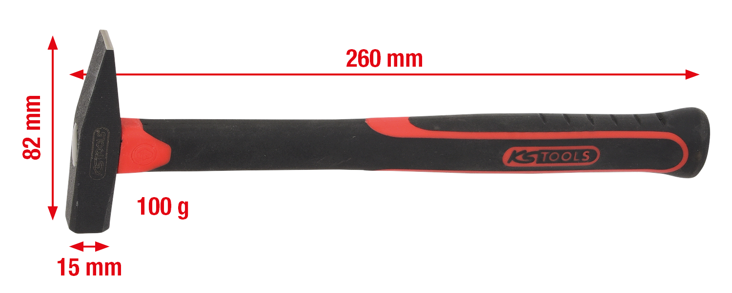 KS Tools Schlosserhammer mit Fiberglasstiel