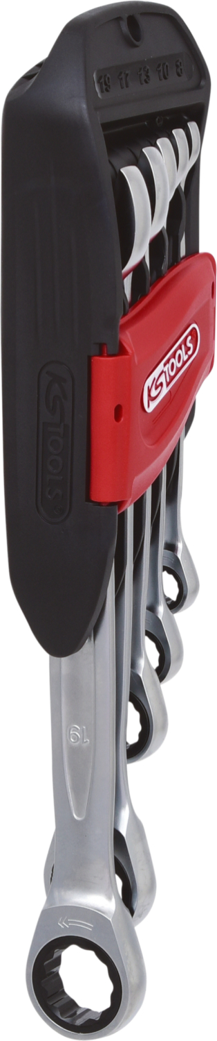 KS Tools GEARplus Ratschenringmaulschlüssel-Satz, umschaltbar, 5-tlg 8-19mm