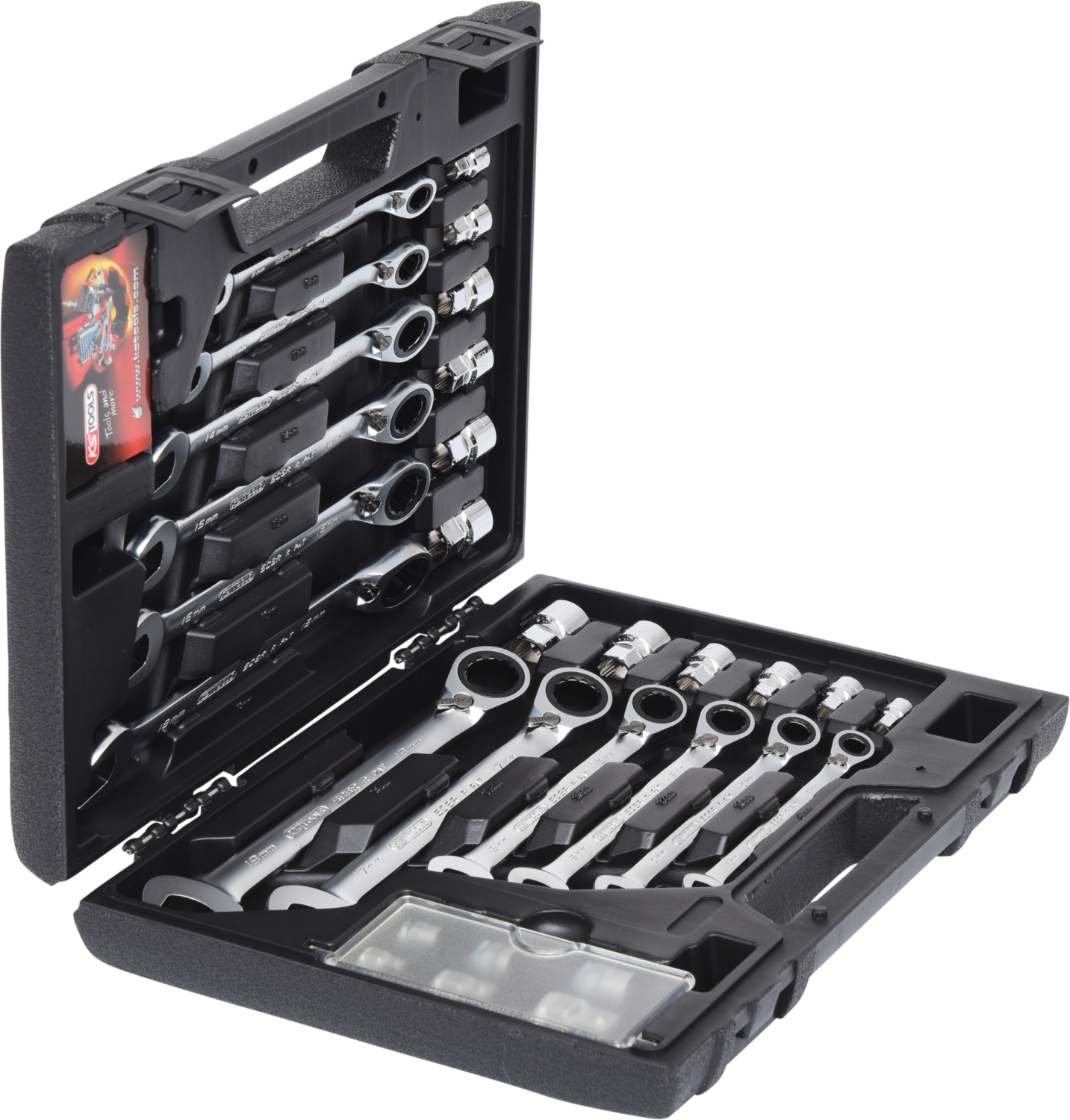 KS Tools GEARplus RINGSTOP-Ratschenringmaulschlüssel-Satz, 30-tlg mit Adapter