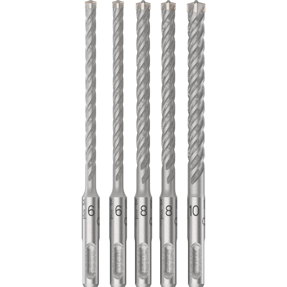 Bosch PRO SDS plus-5X Hammerbohrer 6/6/8/8/10 mm, 5-teiliges Set