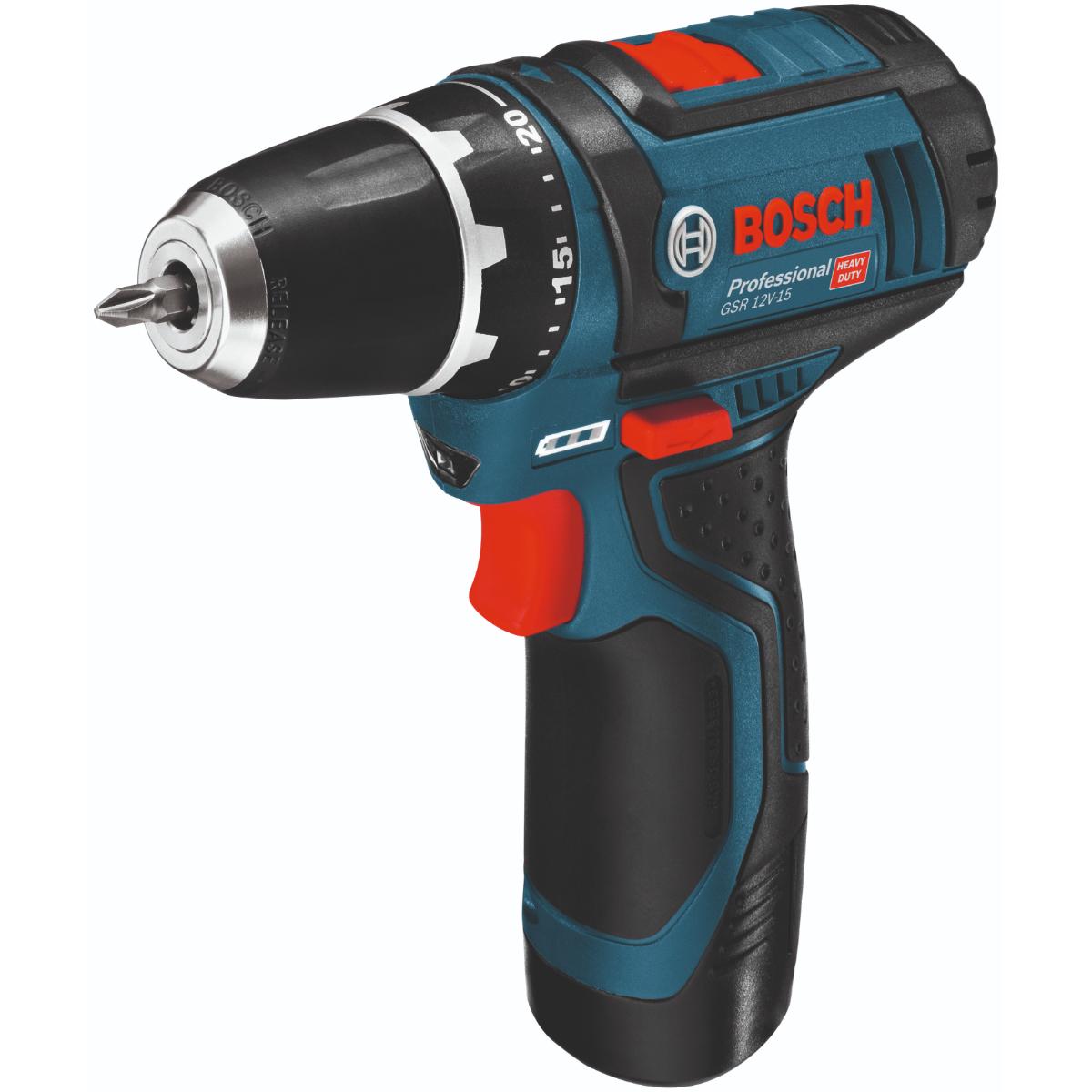 Bosch Akku-Bohrschrauber GSR 12V-15, 2 x Akku GBA 12V 2.0Ah