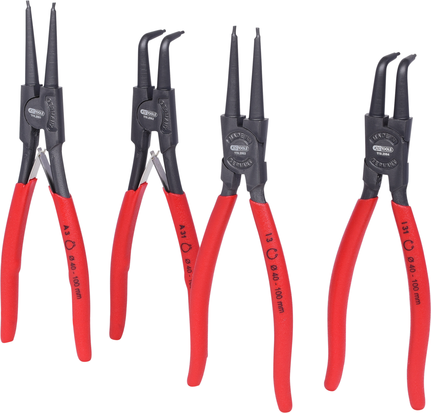 KS Tools Sicherungszangen-Satz, 40-100 mm, 4-tlg
