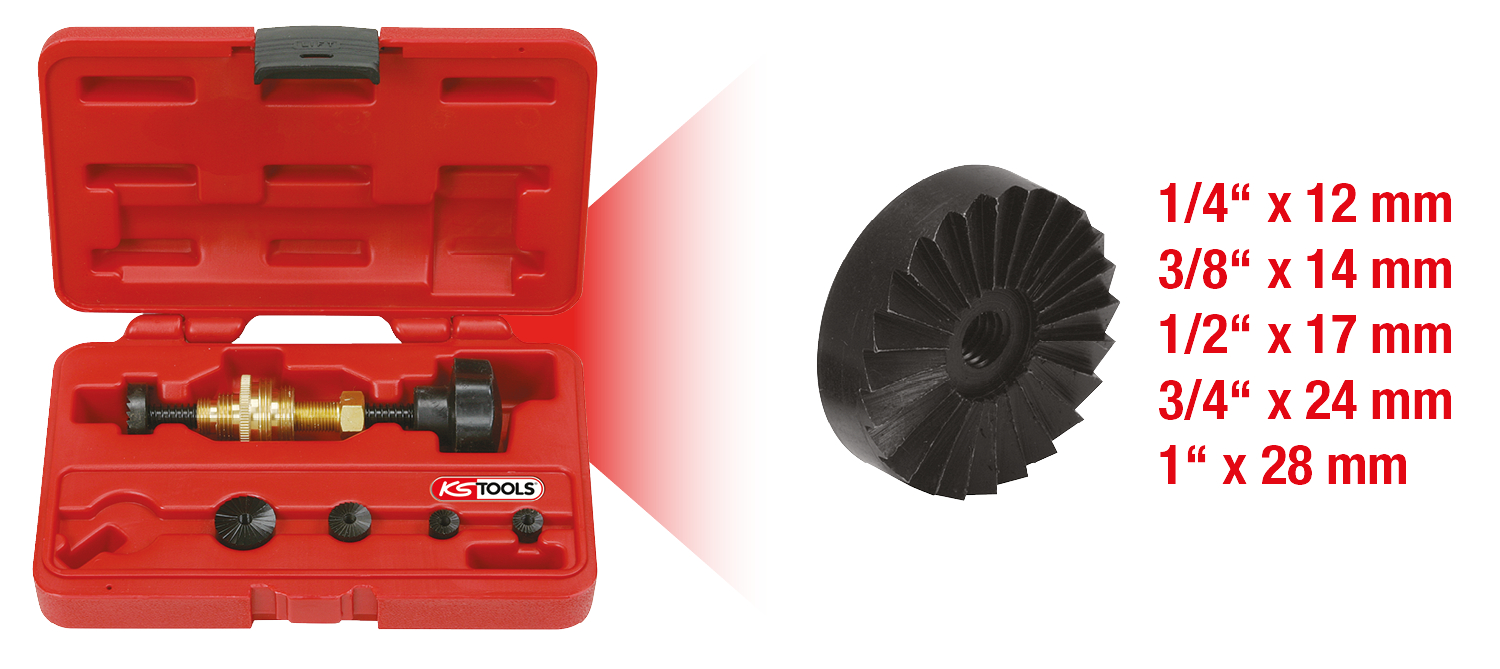 KS Tools Wasserhahn-Fräsapparat-Satz 1/4"-1", 6-tlg