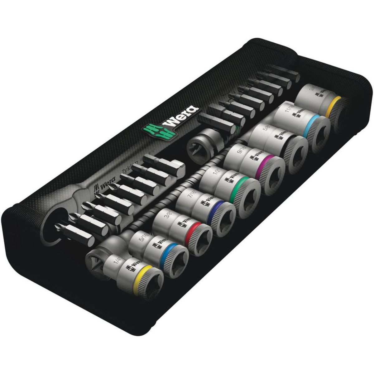 Wera 8100 SB 10 Zyklop Metal-Knarrensatz, Durchsteckvierkant, 3/8"-Antrieb, zöllig, 29-teilig
