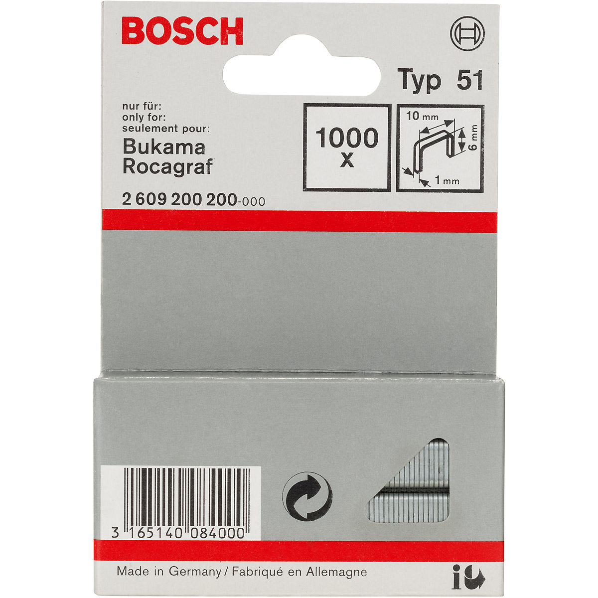 Bosch Flachdrahtklammer Typ 51, 10 x 1 x 6mm