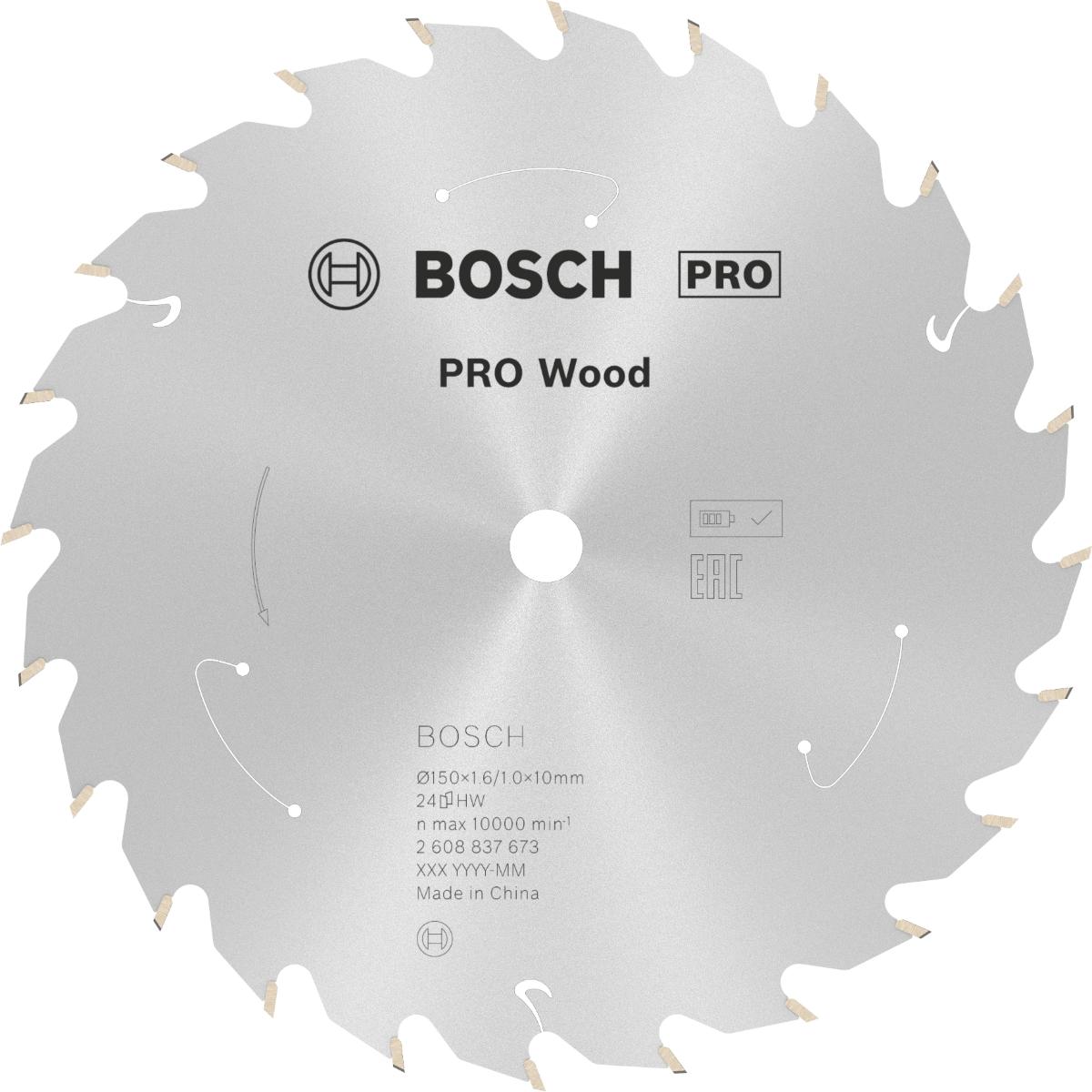 Bosch PRO Akku-Kreissägeblatt Standard for Wood, 150 x 1,6/1 x 10, 24 Zähne