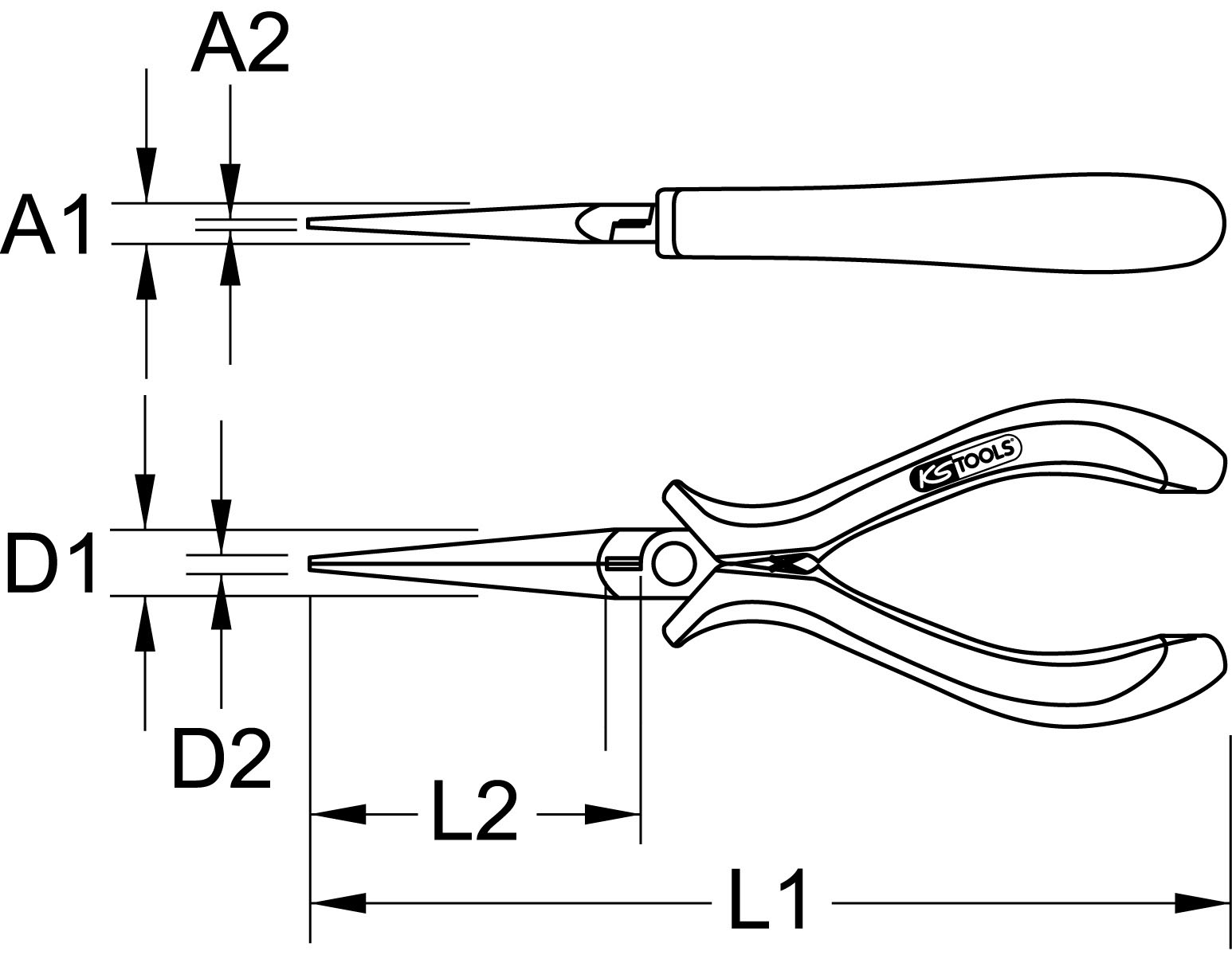 KS Tools ESD Spitzzange, gerade, ohne Hieb, 130mm
