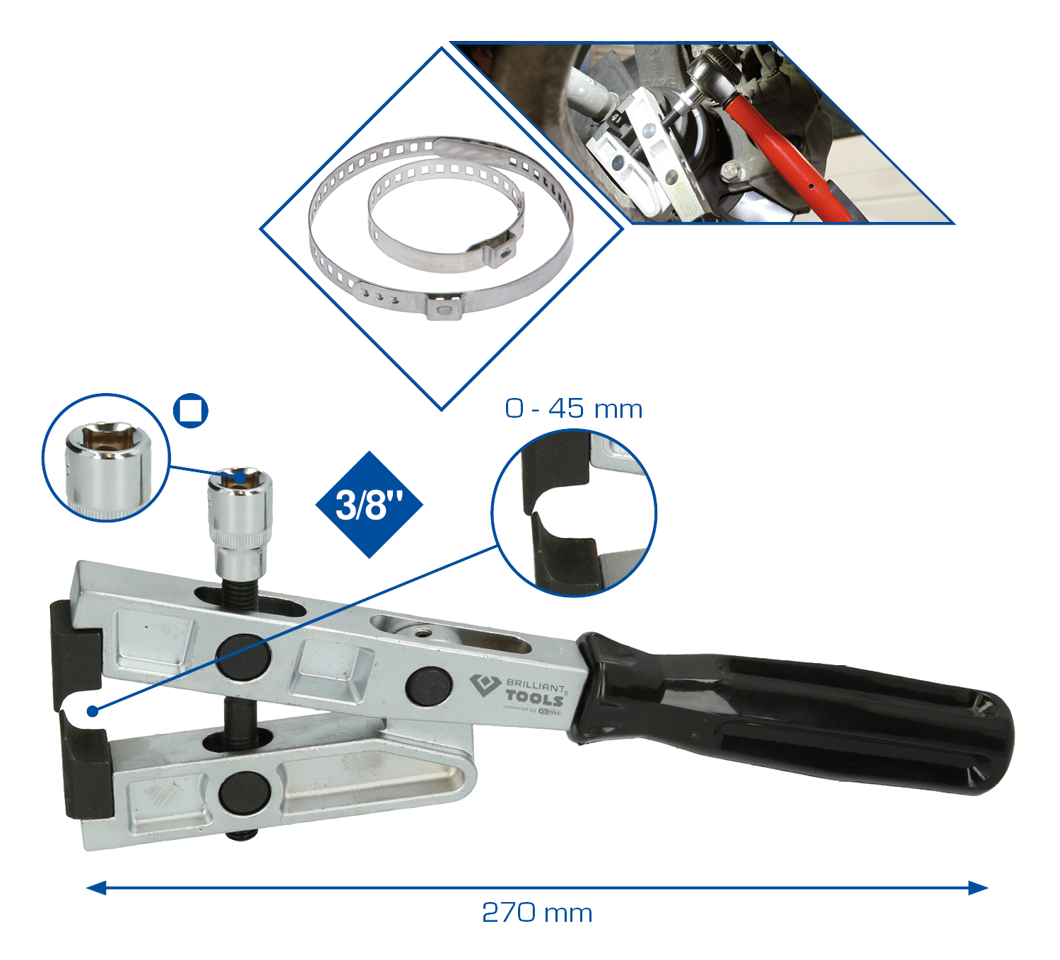 Brilliant Tools Zange für Achsmanschetten-Klemmen, Drehmomentbetrieb - BT676002