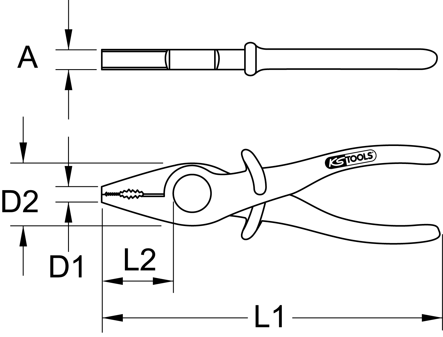 KS Tools Kunststoff-Flachzange mit Schutzisolierung, 180mm