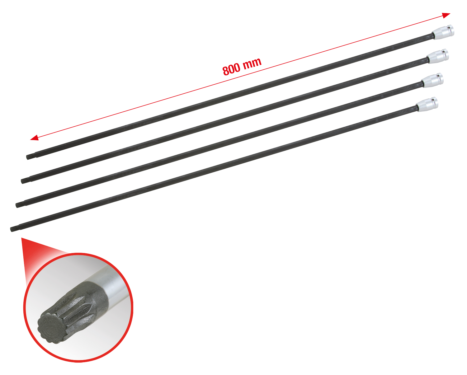 KS Tools 1/2" Antriebswellen-Stecknuss-Satz Vielzahn, 4-tlg
