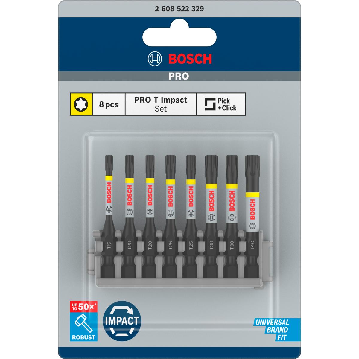 Bosch PRO Schrauberbit-Set Impact Control, 8-teilig, 1 x T15, T40, 2x T20, T25, T30