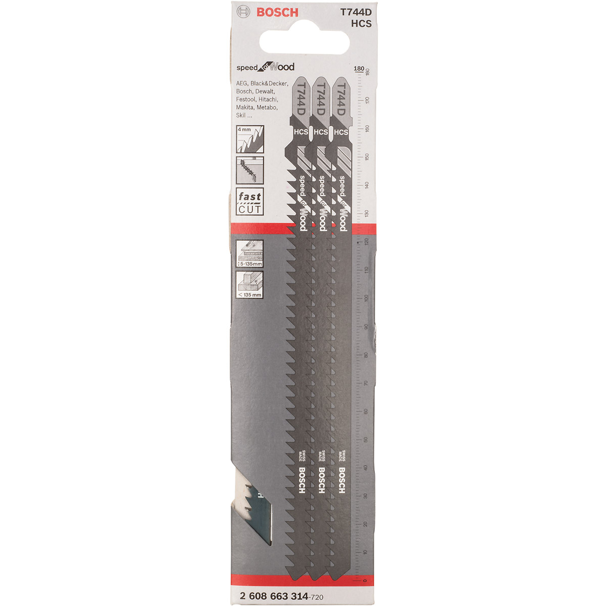Bosch Stichsägeblatt T 744 D Speed for Wood, 3er-Pack